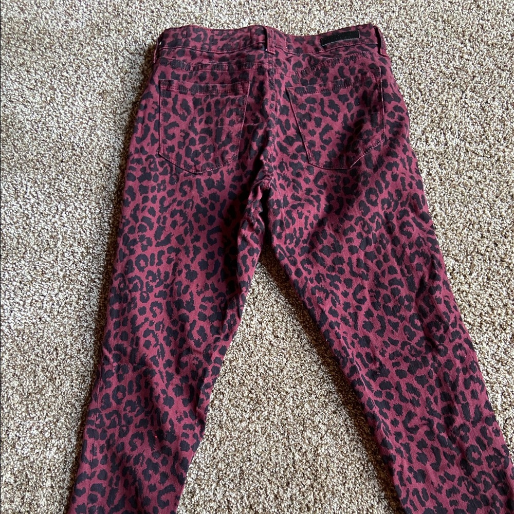 Maroon Leopard Print Skinny Ankle Jeans NEVER WORN